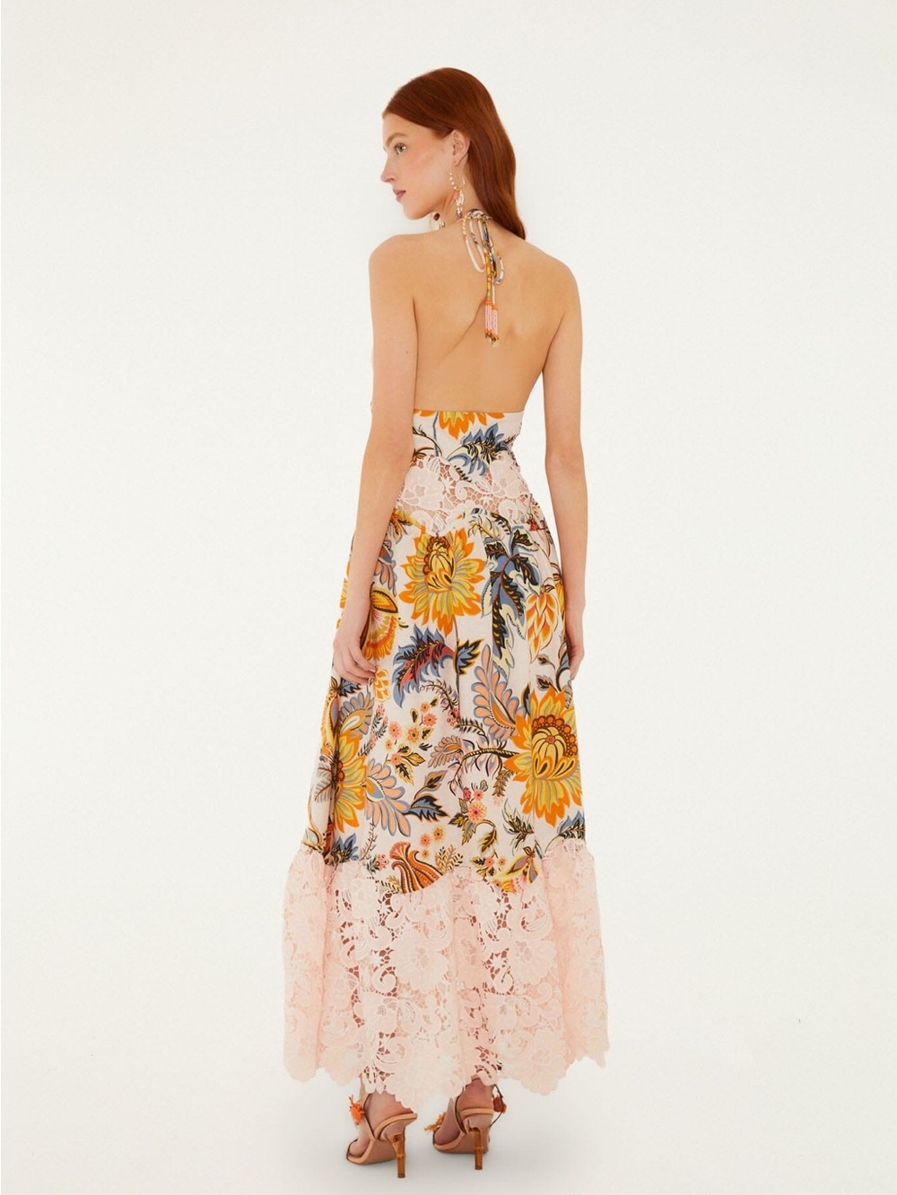 FARM Rio Ligia Floral Light Pink Lace Maxi Dress NWT - Size S/M/L - Picture 12 of 14